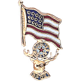 Elk Head/American Flag Lapel Pin