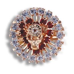 Red Heart Rhinestone Wheel Pin