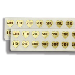 Gold $100 Hearts